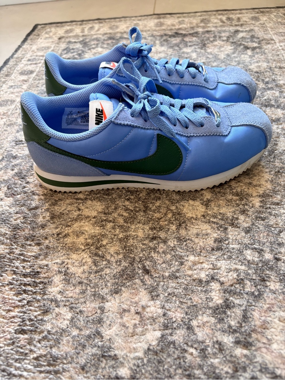 Nike Light Blue Athletic Sneakers with Green Swoosh